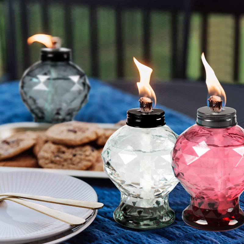 DIKAIDA 4 Pack Glass Table Torch,Citronella Glass Table top Torches with Wick and Cap for Outdoor ,Refillable Torches Landscape Lanterns Torches for Yard Patio Christmas Garden,Party Decor - Image 5